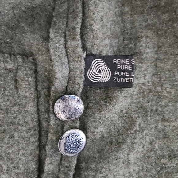 BURGFRIED Vintage Austrian Boiled Wool Cardigan  Green/Olive Embroidery  Size 38 - Picture 10 of 13